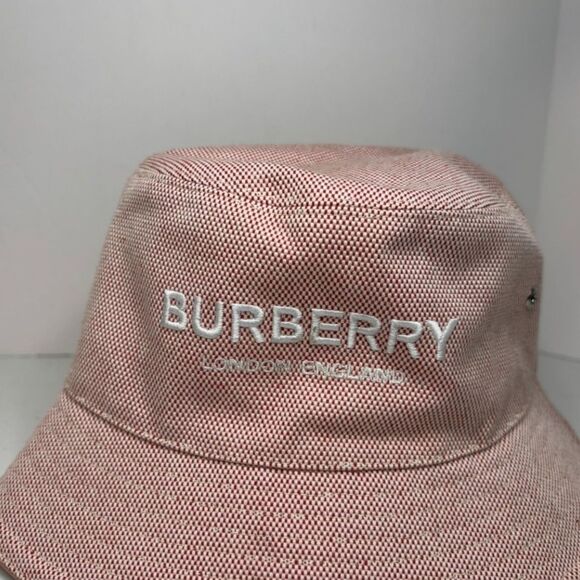 Burberry Pink Cherry Embroidered Logo Canvas Bucket Hat - Picture 2 of 5
